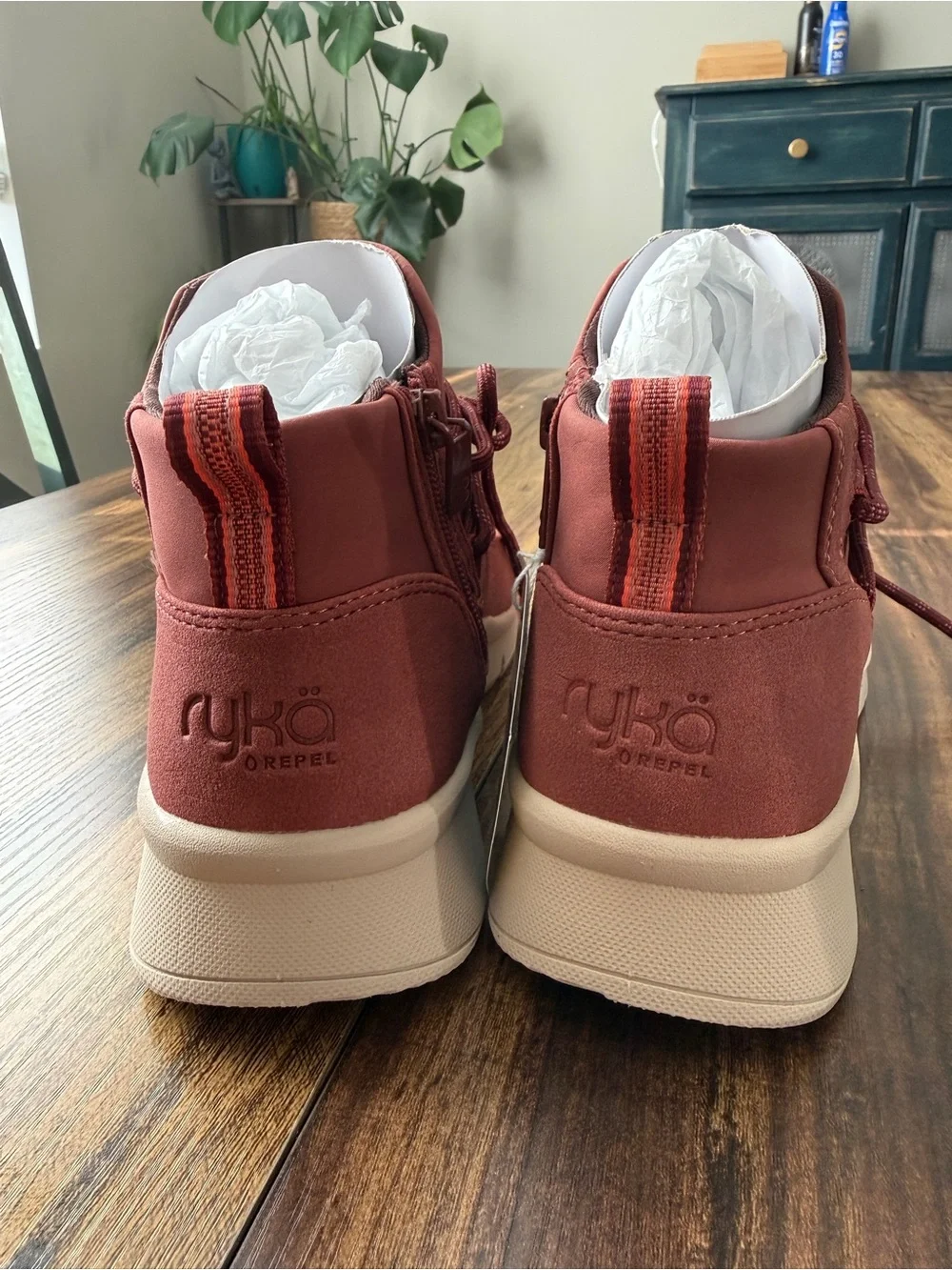 Ryka Women's Ankle Booties in Burgundy with Cream Soles